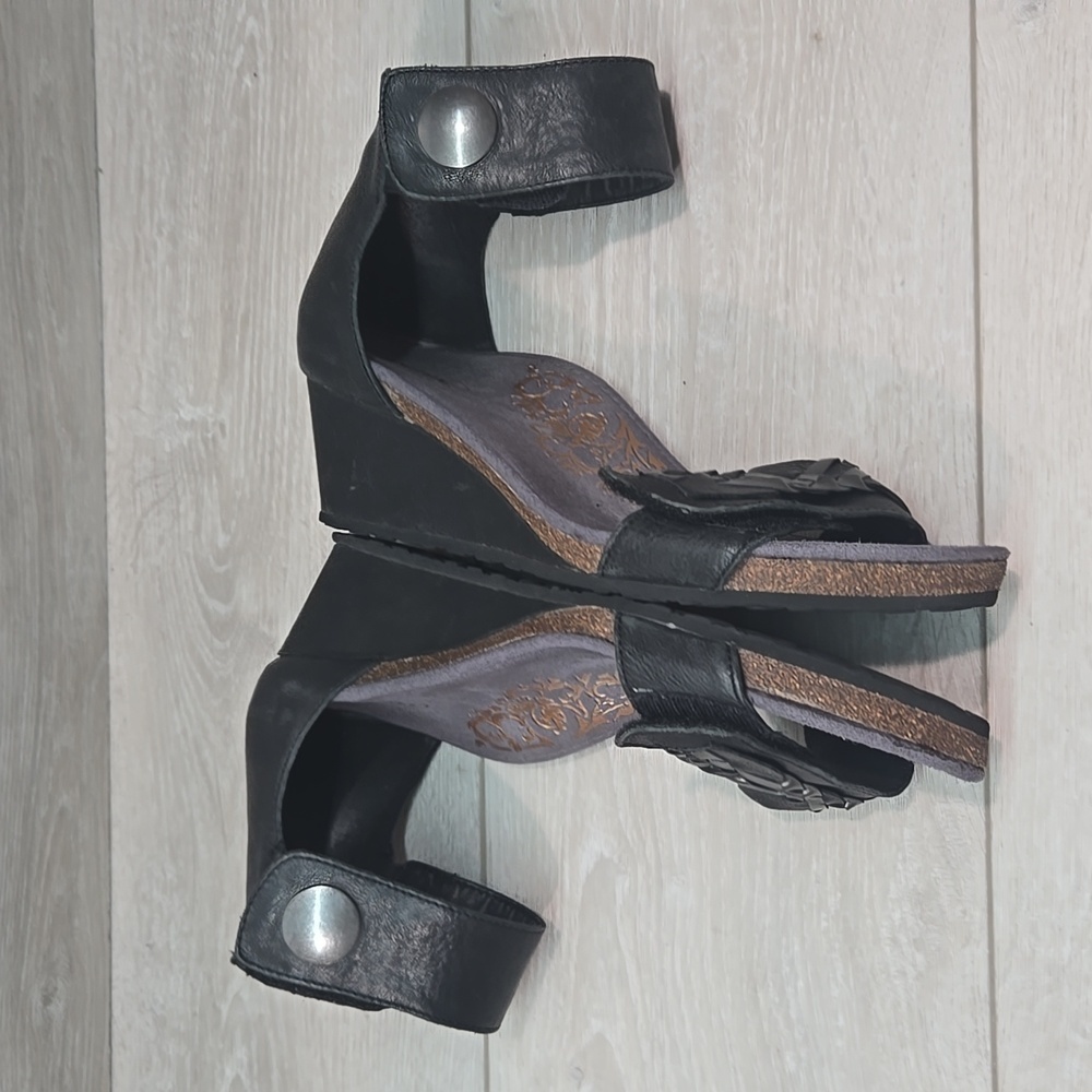 Aetrex Women Becca Strap Ankle Hook&loop Wedge Leather Sandals shoes sz 8.5 - Picture 9 of 11